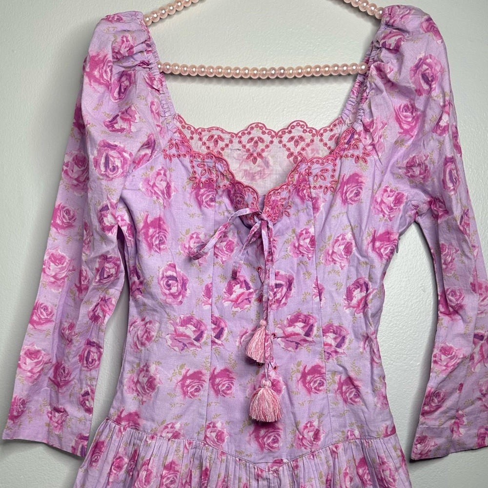 Love Shack Fancy- Floral Pink and Purple Dress - Picture 2 of 7